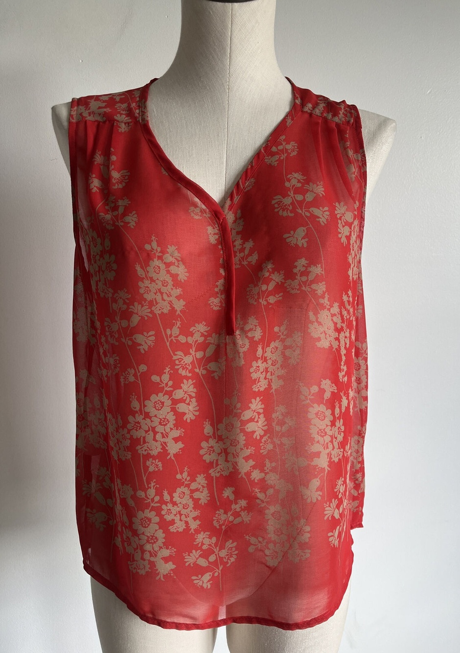 Collective Concepts Sleeveless Top Red Floral Sheer Blouse MP